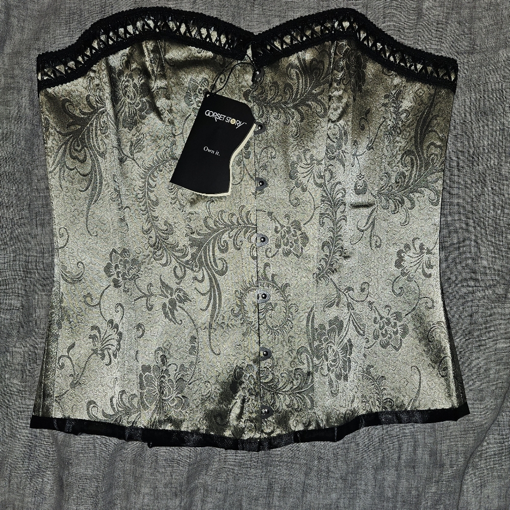 Sage green and black corset